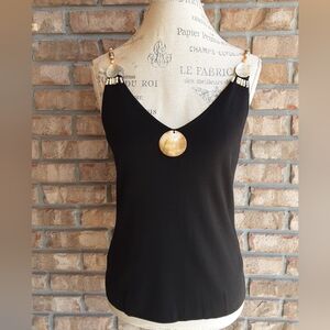 Ziani Couture Black Camisole Tank with Bead And Shell Accents.